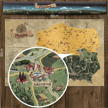 Stírací mapa Polska DELUXE XL - zlatá
