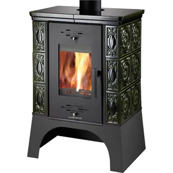 Krbová kamna Haas+Sohn Empoli černý podstavec - kachle zelená