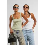 Ladies Wide Neck Rib Top 2-Pack - white+softsalvia XL