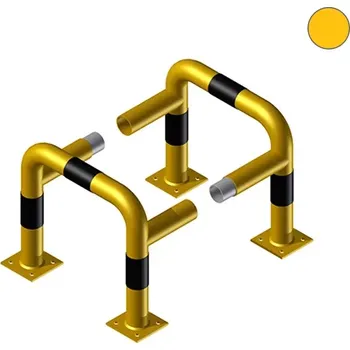 Plotový sloupek Žluto-černá kovová modulová ochrana sloupů - průměr 6,03 cm, délka 50 cm, šířka 50 cm, výška 40 cm