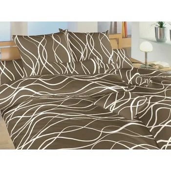 Bavlněné povlečení - vlny banánové na tmavě hnědé - hot. kapsa