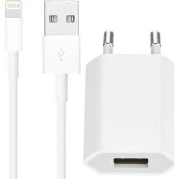 Appleking 2v1 nabíjecí sada adaptéru s portem USB-A a kabelu USB-A na Lightning - 5W - 1 m - bílá