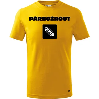 Dětské tričko s potiskem - Párkožrout Velikost: 110 /4 roky, Barva trička: Žlutá