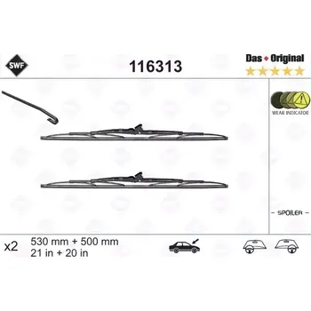Stěrač SWF Sada stěračů se spojlerem Das Original - 530 + 500 mm SWF 116313
