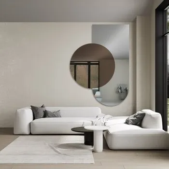 Zrcadlo Půloválné zrcadlo s kulatou hnědou zrcadlovou tabulí – MOCHA BROWNIE