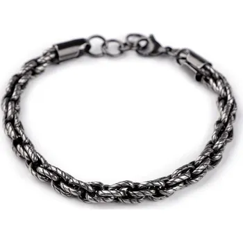 Náramek Pánský náramek z nerezové oceli - 2 stříbrná tmavá