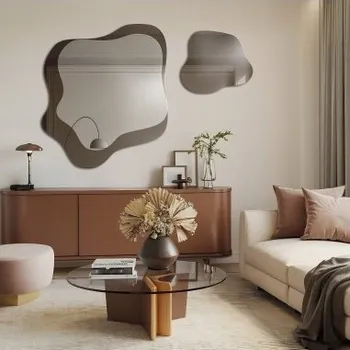 Zrcadlo Nepravidelná zrcadla na hnědé zrcadlové tabuli – MOCHA CREME