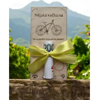 Dárková krabička Dřevěná deska na peníze motiv na kolo