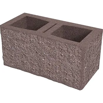 Venkovní dlažba Tvárnice plotová štípaná DITON D2 s fazetou hnědá 190×385×190 mm