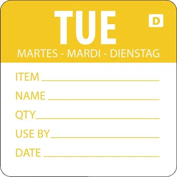 Vogue rozpustné štítky s označením dne v týdnu, Tuesday 250 ks