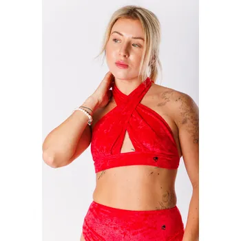 Dámské plavky GoldBee Sametové Plavky Cross Vrchní Díl Red Barva: Red, Velikost: XS