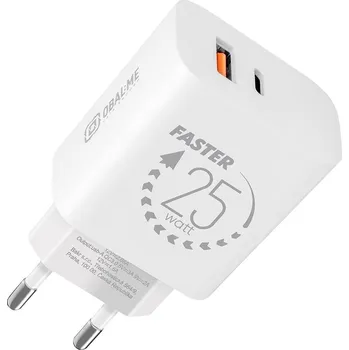 Mobilní telefon OBAL:ME Cestovní Nabíječka USB-A + USB-C 25W White