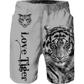 Pánské plavky s potiskem tygra – krátké šortky na léto Velikost: 3XL, Barva (Varianta): HWH24415