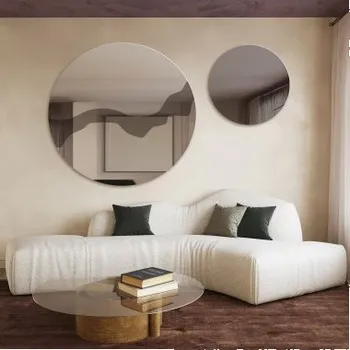 Zrcadlo Kulatá zrcadla na hnědé zrcadlové tabuli – MOCHA NOUGAT