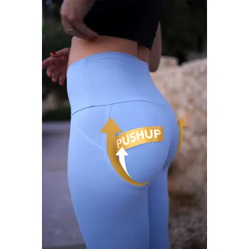 Dámské legíny GoldBee Legíny Push-Up Lycra Baby Blue Barva: Baby Blue, Velikost: XL