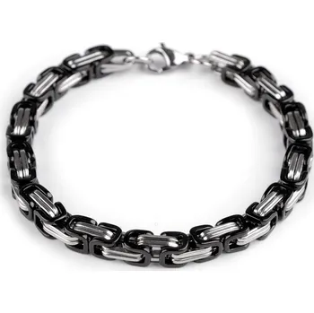 Náramek Pánský náramek z nerezové oceli - 3 stříbrná černá