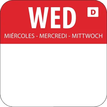 Vogue Rozpustné štítky pro označení obměny potravin, Wednesday 1000 ks