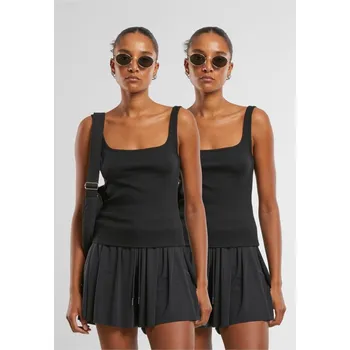 Ladies Wide Neck Rib Top 2-Pack - black+black XL