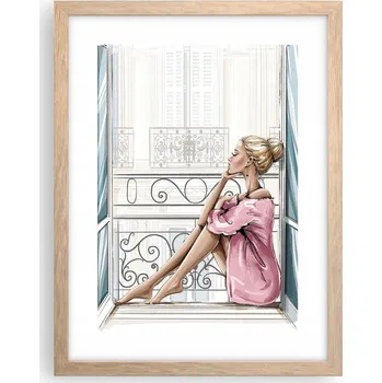 Obraz Obraz plakát v rámu světlý dub do obýváku 30x40 žena plakáty na zeď