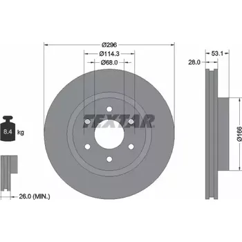 Brzdový kotouč TEXTAR Brzdový kotouč PRO - 296 mm TXT 92285803