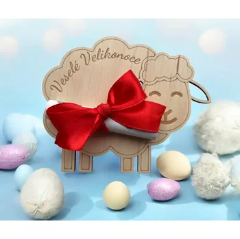 Dárková krabička Dřevěná karta na peníze Ovečka