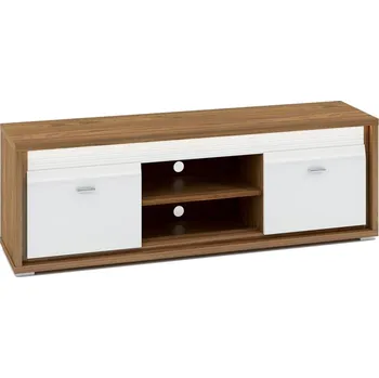 Televizní stolek TV stolek Dallas - ML Meble Ořech přírodní / Bílý Lesk / Bílý Lesk 165x55 cm