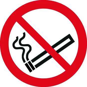 Značení Výstražná samolepka – Zákaz kouření, piktogram průměr 10 cm