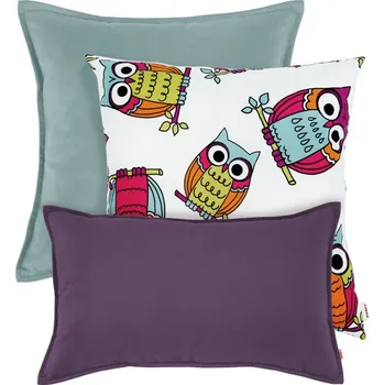Polštář Set dekoračních polštářů Sovy fialový