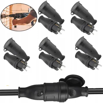 Elektrická zásuvka GUMOVÁ ZÁSTRČKA 16A 230V IP44 VODOTĚSNÁ MINI NA KABEL SCHUKO 5KS