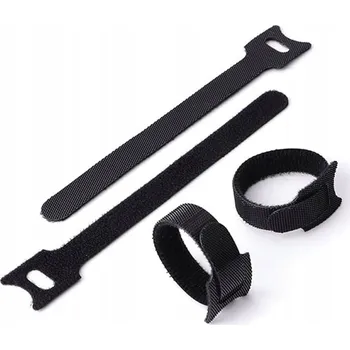 Organizace kabelů 104 x stahovací pásky na suchý zip pro kabely, opakovaně použitelné, černé