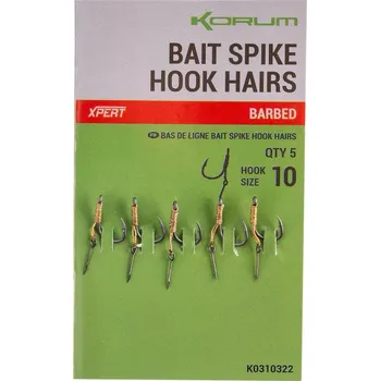Rybářský háček Korum Návazec Bait Spike Hook Hairs Barbed 5 ks vel. 10