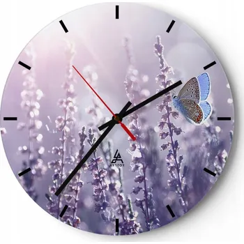 Hodiny Velké nástěnné hodiny 40x40 Motýl Skleněné hodiny Kulatý Tiché