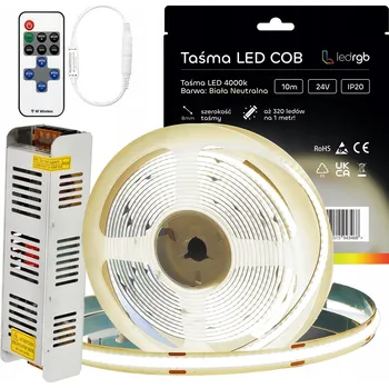 LED osvětlení LED pásek ledrgb 10 m 100 W neutrální bílá 24V DC 8 mm napájecí zdroj s dálkovým ovládáním
