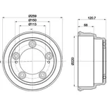 HELLA PAGID Brzdový buben HPG 8DT 355 303-221