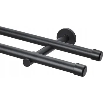 Garnýž Dvojitá záclonová tyč 280 cm, 20 mm černá záclonová tyč na okno