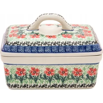 Máslenka 14 cm Ceramika Artystyczna Bolesławiec dekor 1916 Moučka KVĚTY