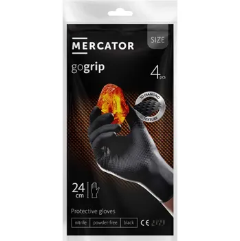 Pracovní rukavice MERCATOR GOGRIP BLACK jednorázové rukavice, 4 ks Velikost: S (7)