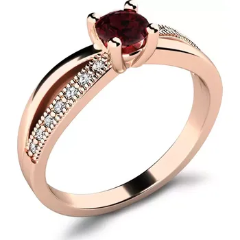 Prsten Dámský prsten růžové zlato 585/1000 přírodní diamant G/SI s granát 10998-CV-GRA velikost 60