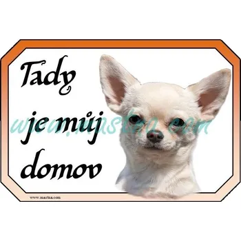 Cedulka čivava krátkosrstá, chihuahua, domov - Bez samolepicí vrstvy