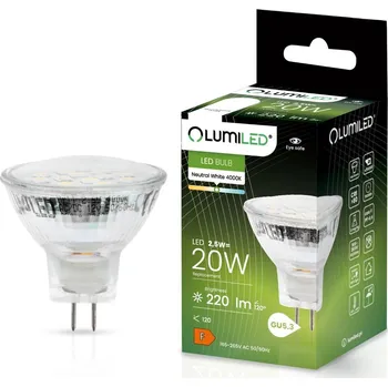 Žárovka LED žárovka LED GU5.3 MR11 2,5W = 25W 220lm 4000K 230v Neutrální 120° LUMILED