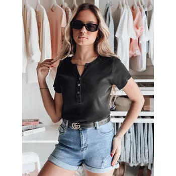 Dámská halenka Černá dámská halenka s krátkým rukávem DStreet černá | bílá | světle modrá | krémová | vícebarevná 3340287