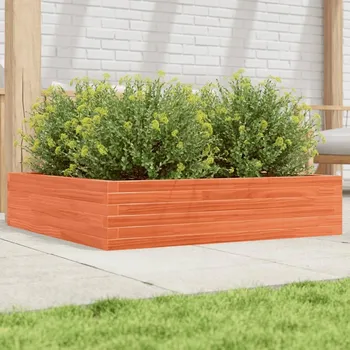 Květináč VidaXL Zahradní květináč, voskově hnědá, 100x100x23 cm, borové dřevo