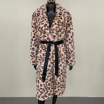 Dámský kabát Kabát z králičí kožešiny – podzim/zima, celoplošný vzor Velikost: M, Barva (Varianta): yellow pink