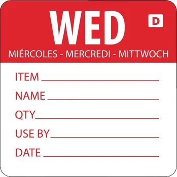 Vogue GH353 rozpustné štítky s označením dne v týdnu, Wednesday