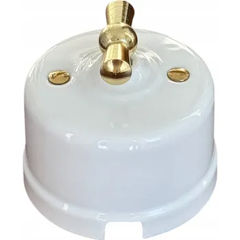 vypínač Keramický otočný vypínač ANTICA, přírodní, loft gold