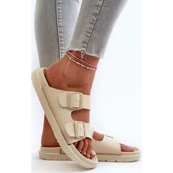 Dámské pantofle Lehké Pěnové Dámské Žabky S Sponami Big Star NN274A752 Barva: Béžová, Velikost: 40