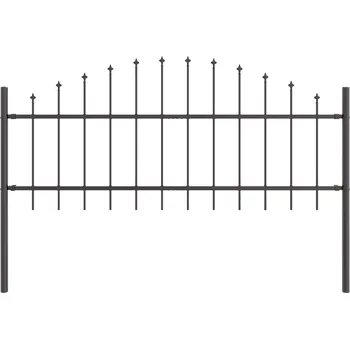 Plot vidaXL Zahradní plot s klenutým vrškem, šedý, 1,7 x 0,75 m, ocel [42003902]