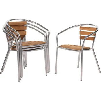 Jídelní židle Bolero židle z hliníku a jasanového dřeva (sada 4ks)