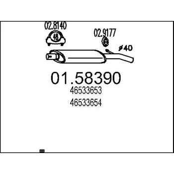 Tlumič výfuku MTS Střední tlumič výfuku MTS 01.58390