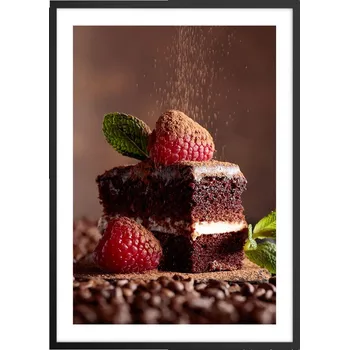 Obraz Plakát v černém rámu do obýváku, ložnice 50x70 - moderní obraz s motivem dortu